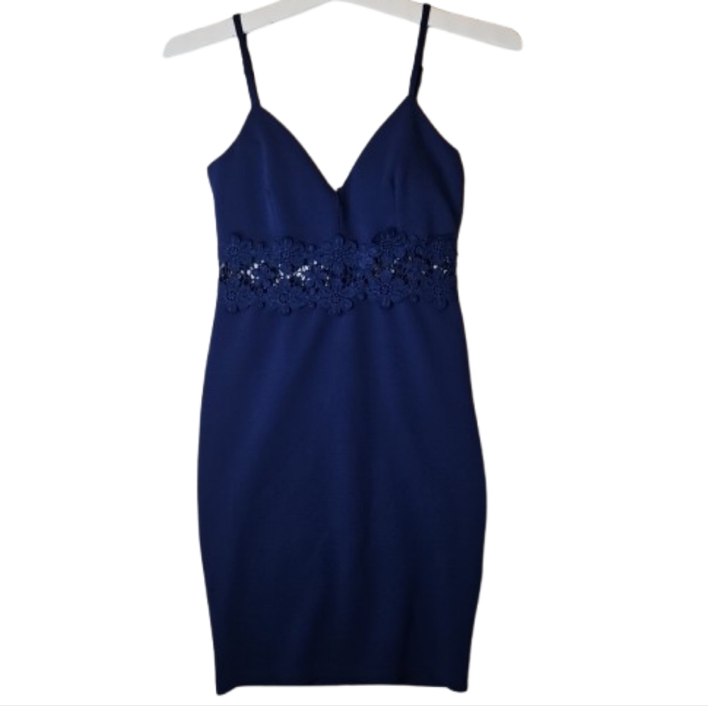 Iris Speechless Juniors Lace Bodycon Floral Lace Bodice Dress Elegant Size S.